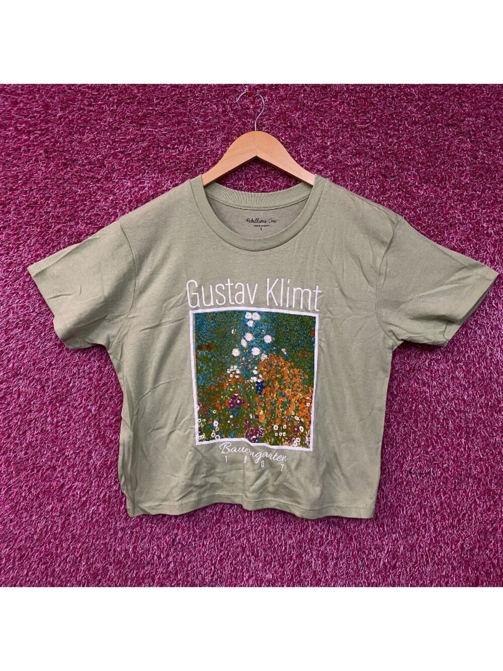 Rebellious One Gustav Klimt "Bauerngarten" Cottage Garden Graphic Crop Tee Large - Picture 1 of 4